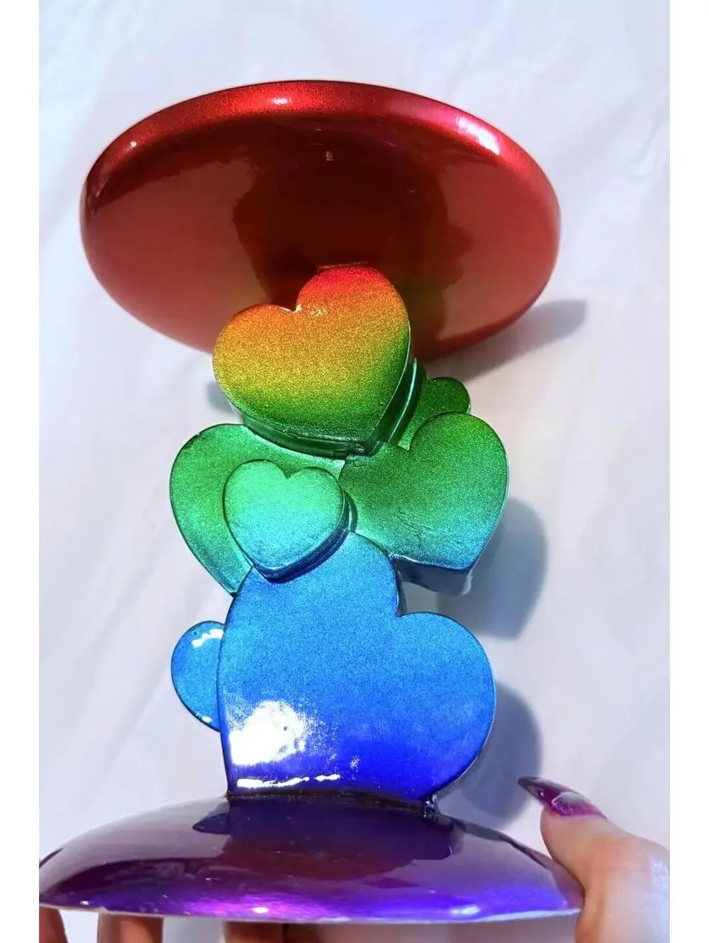 Bath & Body Works Rainbow Ombre Heart Metallic Pedestal Candle Holder